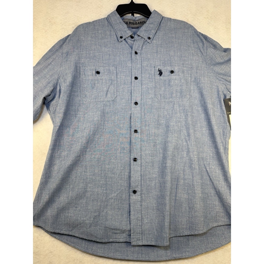 U.S. Polo Assn. Men's Chambray Button Down Shirt XXL Short Sleeve NWT